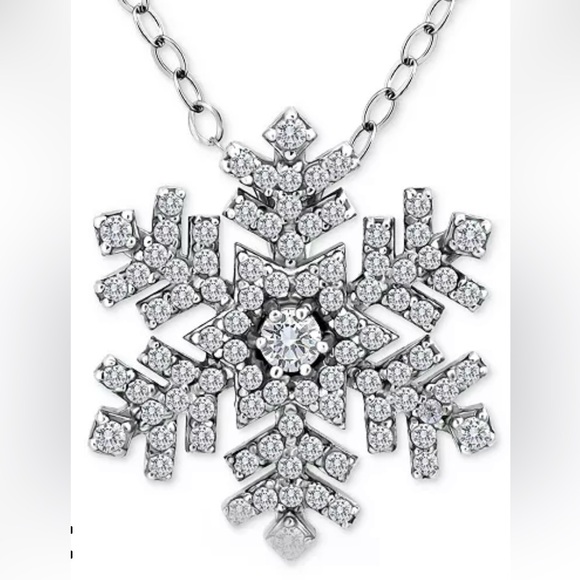 Giani Bernini Snowflake Necklace Sterling Silver Cubic Zirconia Sparkling Jewele - Picture 1 of 10